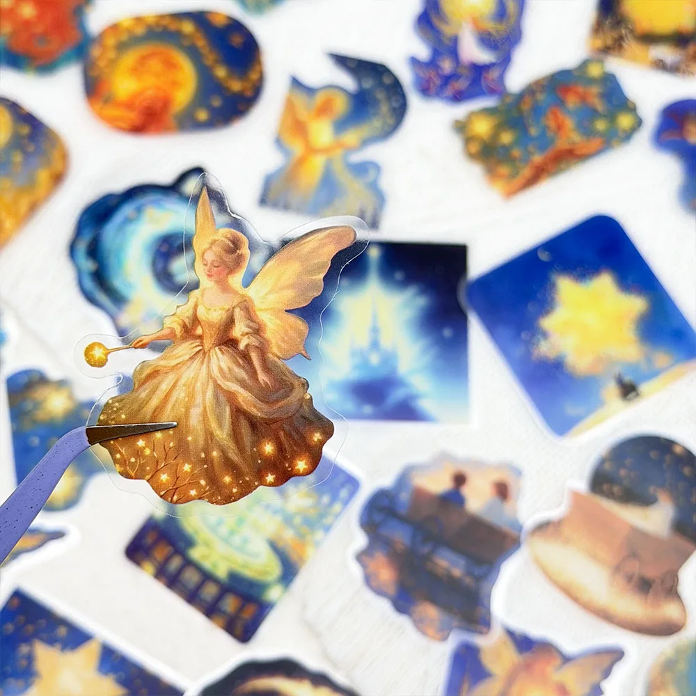 50pcs Wishing Star PET Stickers Decals For Laptop Notebook Suitcase Skateboard Refrigerator DIY Aesthetic Transparent Stickers