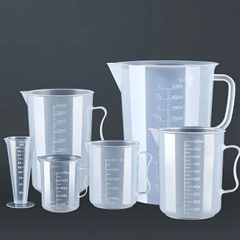 플라스틱 비커 투명 측정 컵, 화학 물질 내성, 주방 베이킹 용품, 측정 주전자 250, 500, 1000, 2000ml