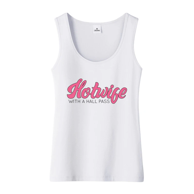 Swinger Swinging Lifestyle Tops Hotwife With A Hall Pass Design Sexy Tank Top Women\'s Humor Fun Flirting Sleeveless Tee Shirts