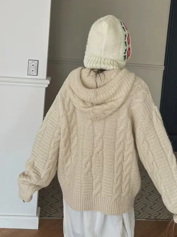 Chique herfst-winter gebreide trui Losse casual warme muts Ontwerp Veelzijdige comfortabele faionable damestop