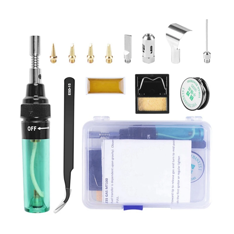 

MT-100 3-In-1 Kit Gas Soldering Iron Multifunctional Gas Soldering Iron Gas Soldering Iron Set Plastic