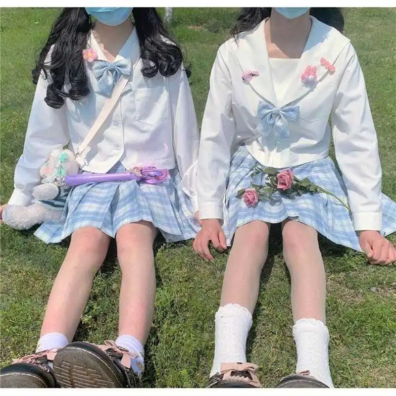 White Sailor JK School Uniform Shirt, Kanto & Sapporo Placket Top, Short Long Sleeve Basic Wear for Daily Look & Cosplay view 4