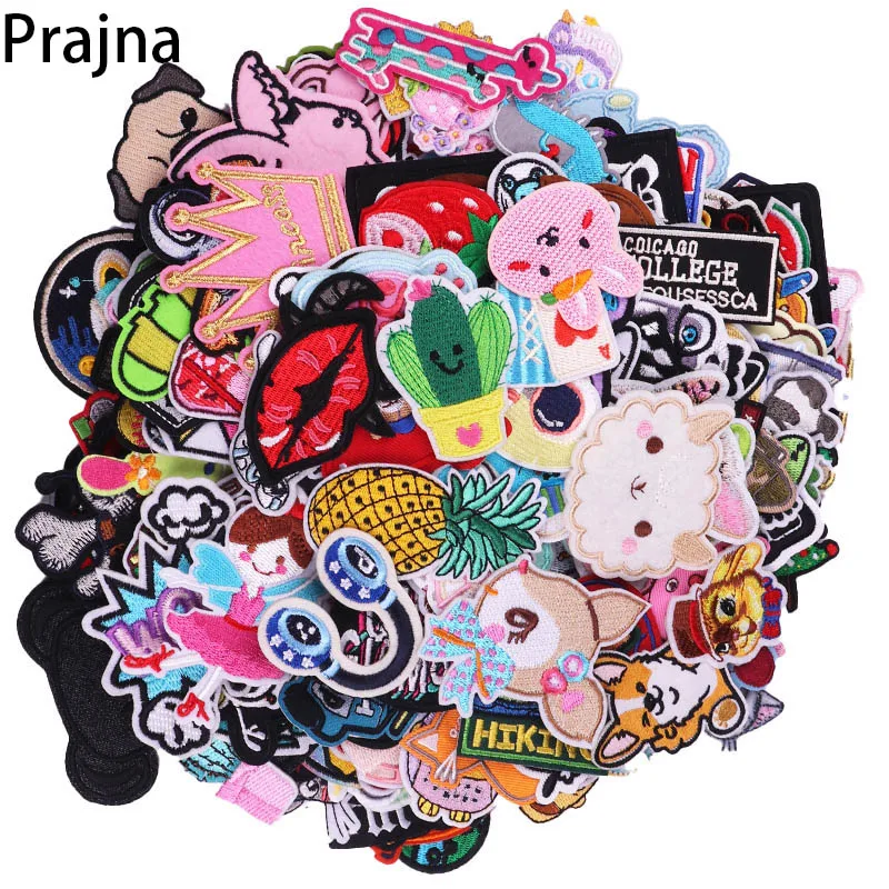 Prajna 10/20/30Pcs Cute Patch Animal Mixed Wholesale Embroidered Patches For Clothes Cartoon Random Iron On Patches For Clothing