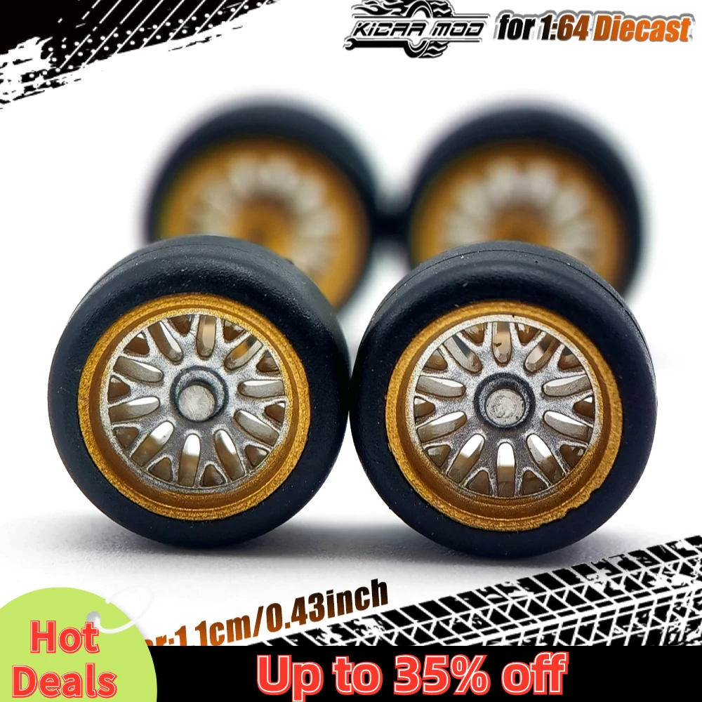 1/64 Model Araba ABS Tekerlekler Kauçuk Lastikler Dalları Döküm Hot Wheels Ana Hat Kibrit Kutusu Tomica D:11mm 1 Takım için Takma Parçaları