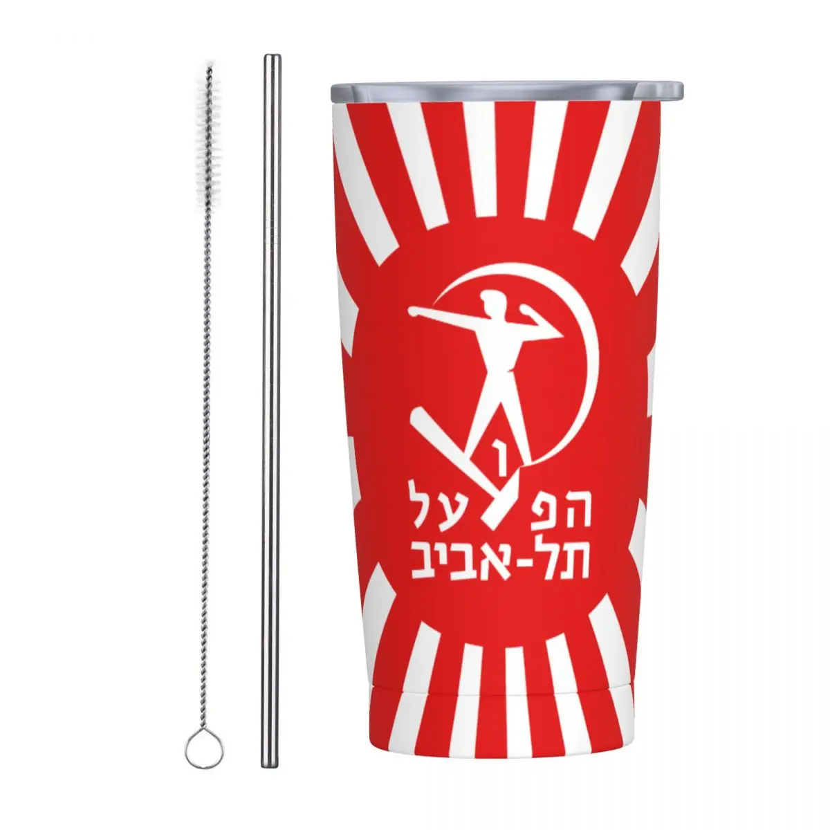 Hapoel Tel Aviv Basketball Insulated Tumbler, 20oz Tumbler with Lids and Straws Stainless Steel Vacuum Travel Mug Coffee Cup