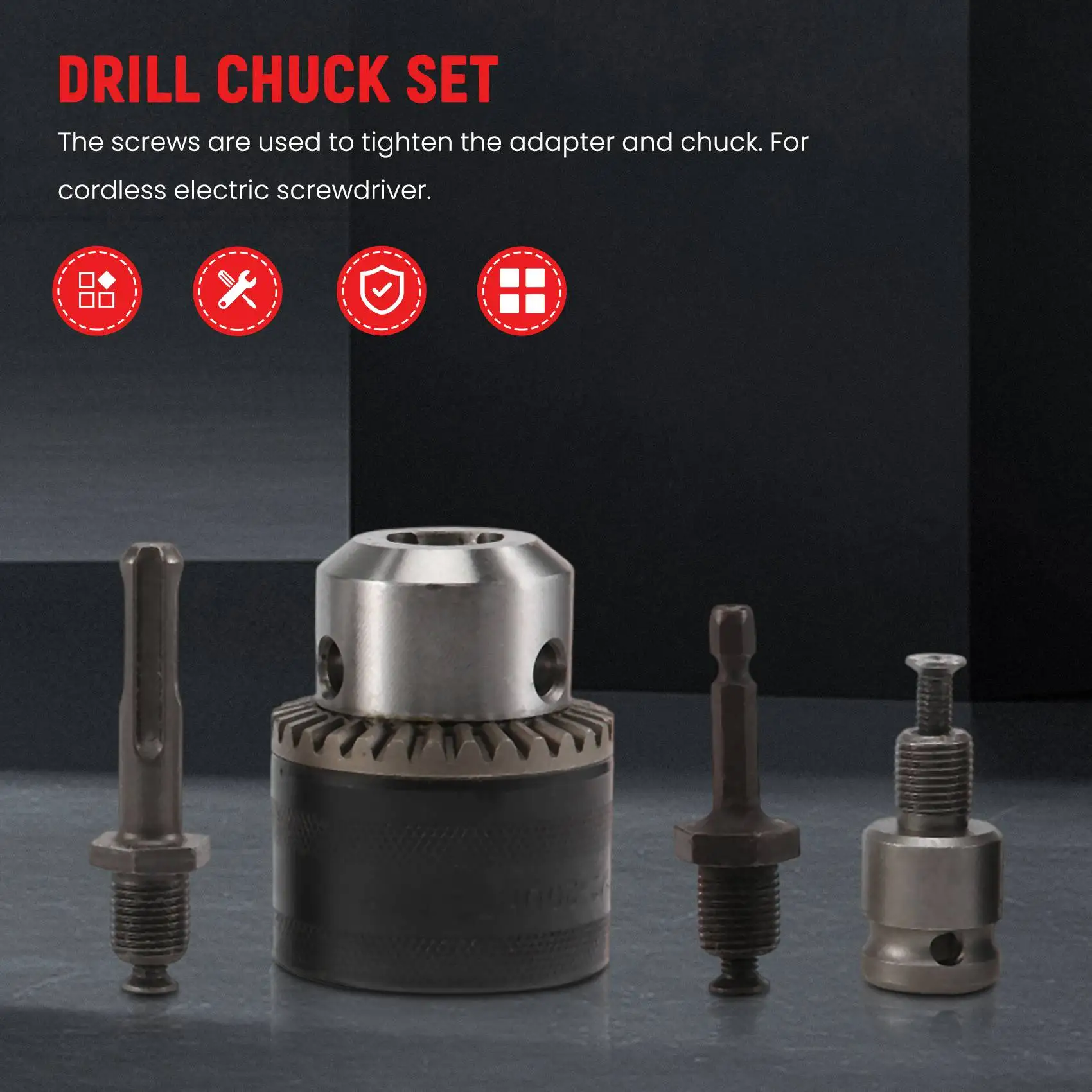 3-16mm Drill Chuck Converter 1/2Inch- 20UNF Thread Quick Change Adapter SDS-Plus 1/4Inch Hex Shank 1/2Inch Socket