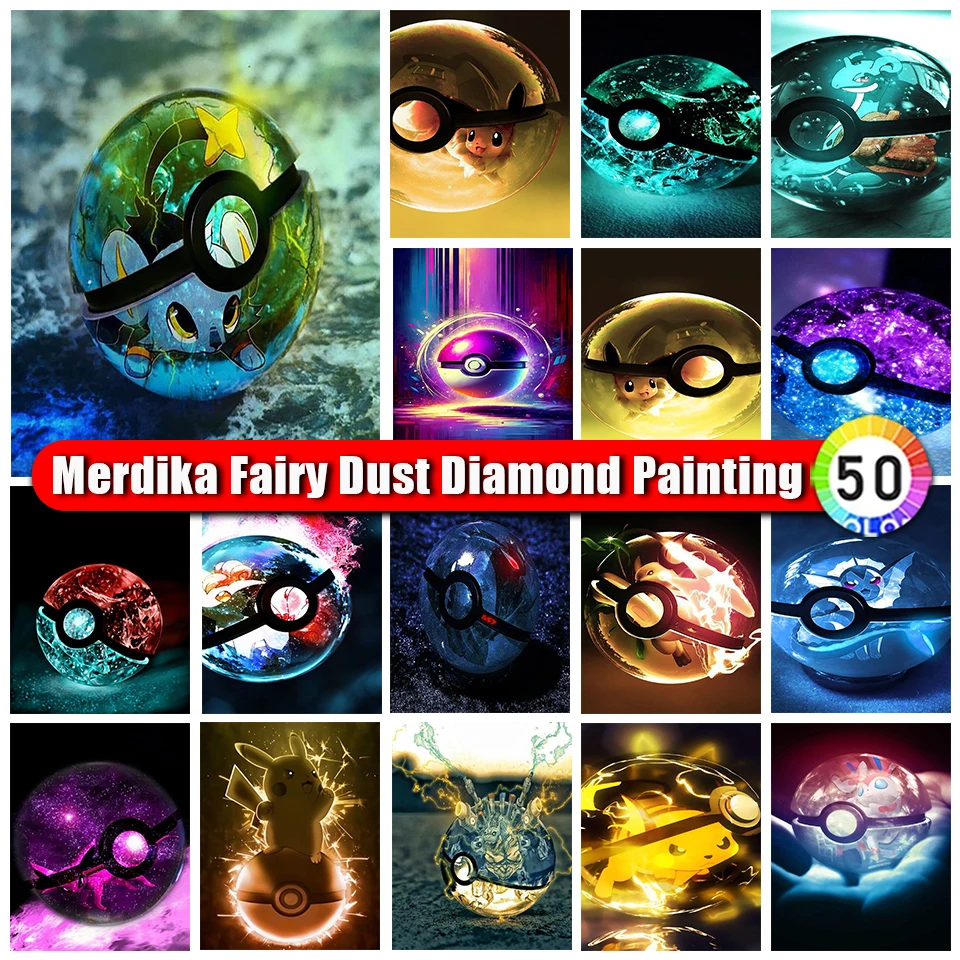 Fairy Dust Diamond Painting Pokemon Anime Pokeball 5D DIY Cross Stitch Kit Mosaic Diamond Embroidery Cartoon Home Decor Kid Gift