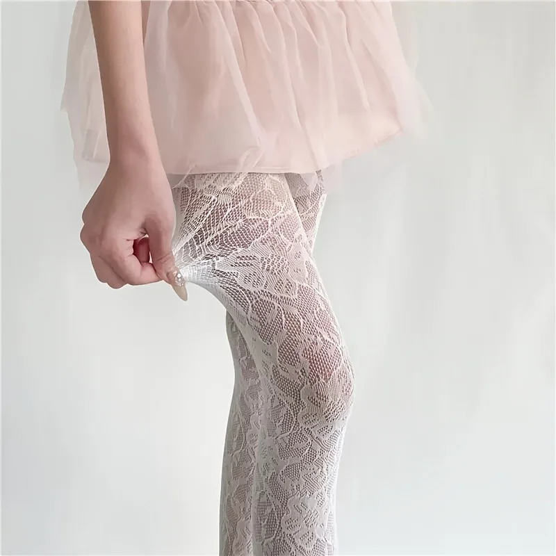 Damen-Strumpfhose mit floraler Spitze, Sommer-Mesh, sexy, durchsichtig, dünn, im Retro-Punk-Millennial-Stil, personalisierte Netzsocken – Detail 2