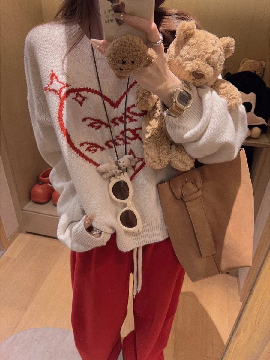 

Женский вязаный свитер Yukiss 30 с узором «Сердца», свободный крой, зимний, модный, эксклюзивно онлайн, на молнии, с длинными рукавами