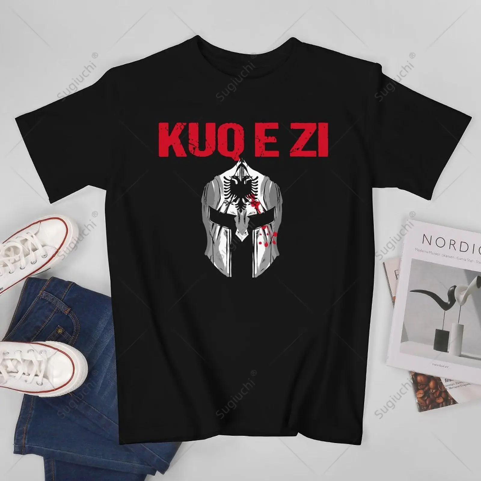 Unisex Men Albania Flag Albanian Kuq E Zi Shqipe Tshirt Tees T Shirts Women Boys 100% Cotton T-Shirt