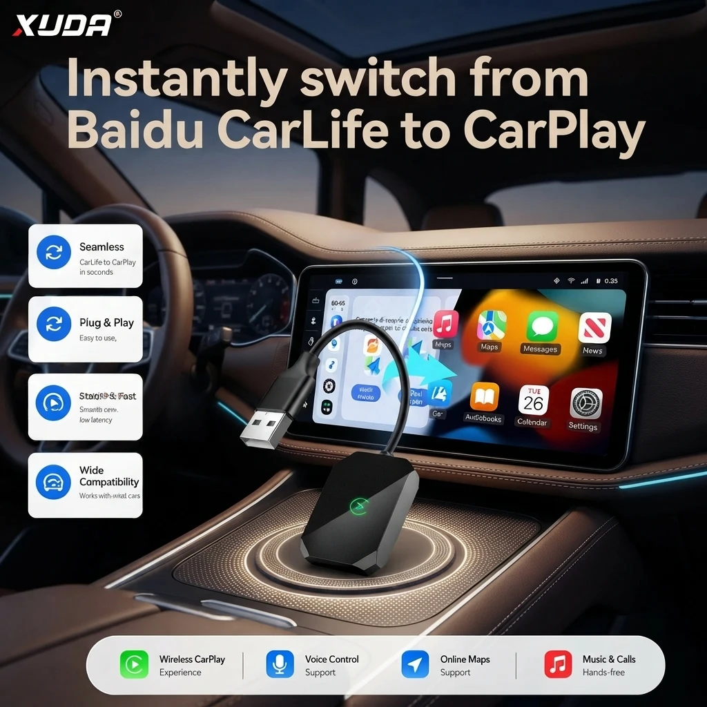 XUDA C7 For BAIC CHERY GAC TOYOTA Aion Dongfeng Honda Smart Box Solution Google Waze Live Map Convert Carlife to Apple Carplay