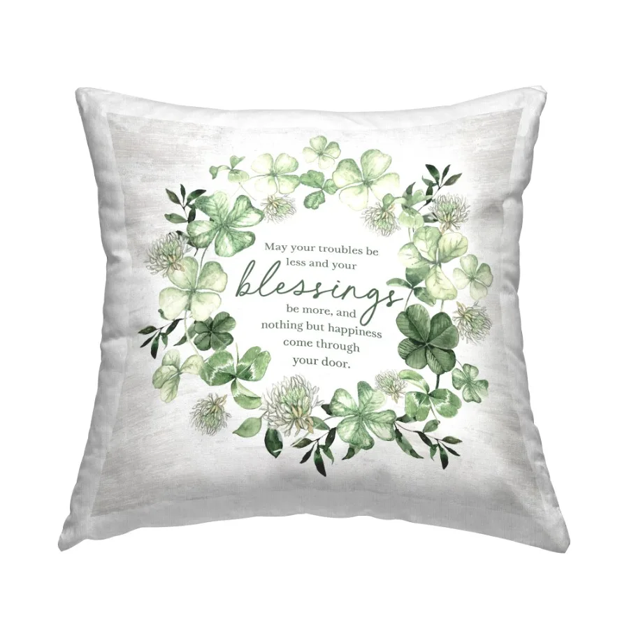 

Industries Irish Proverb and Shamrocks Decorative Printed Throw Pillow, 18 x 18