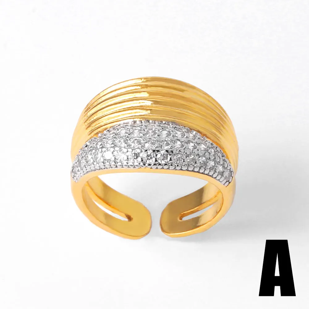 OCESRIO Fashion White Crystal Silver Color Crossover Statement Rings for Women Copper Gold Plated Ring Women Jewelry righ12 image 5