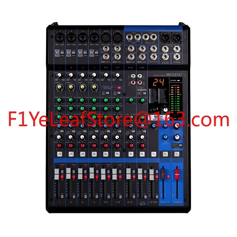 Hot salesMixer MG12XU Channel Stereo 48V Phantom Power DSP Effects Bluetooth USB Computer Play Record Podcast Audio mixer