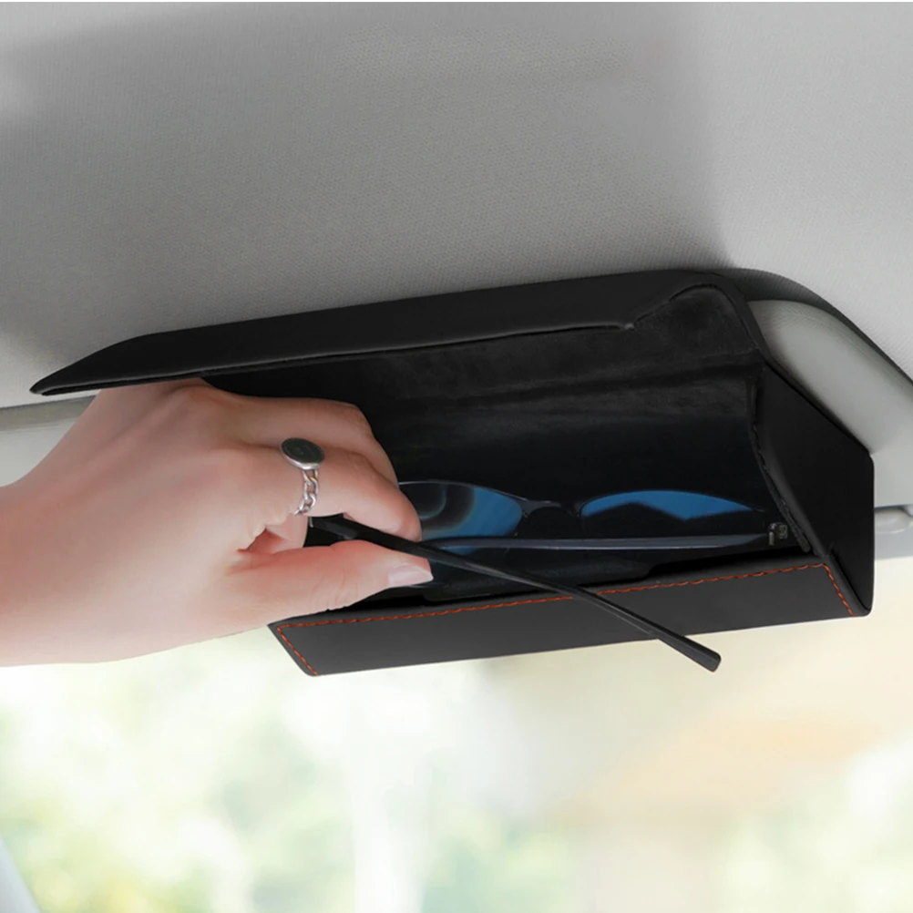 

Pu Sunglasses Case For Car Eyeglasses Container Automobile Visor Mounted Glasses Box Dustproof Heat Resistant Shatterproof Easy