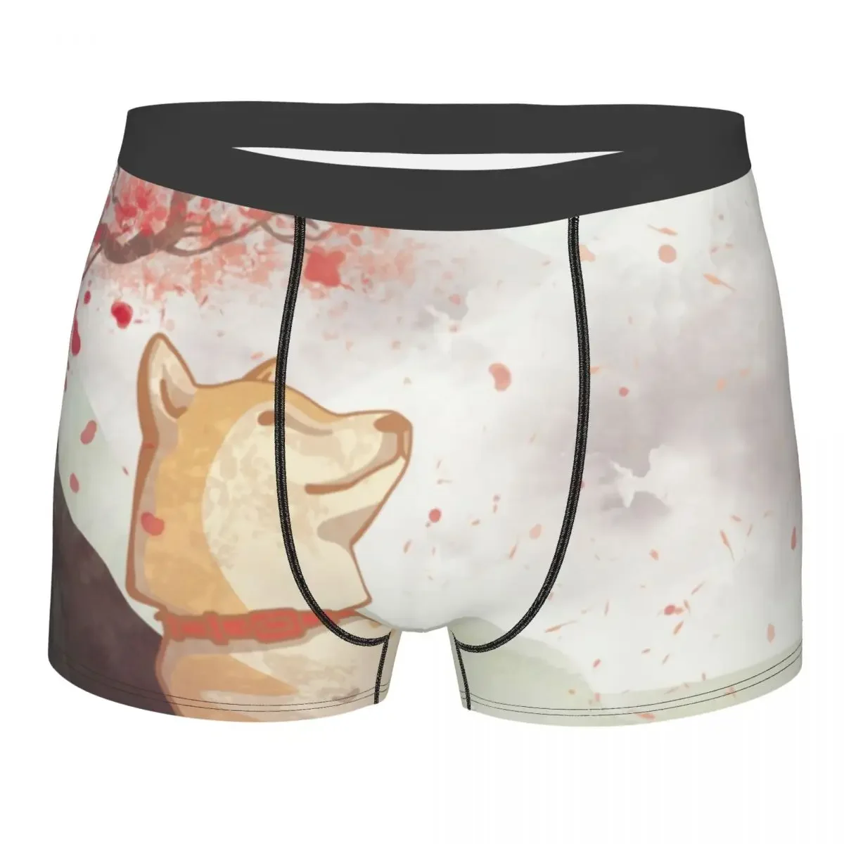 Novelty Shiba Inu Boxers Shorts Underpants Male Comfortable Japanese Dog Cherry Blossom Briefs Underwear