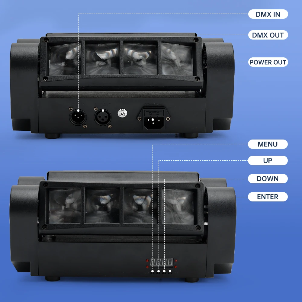 Areyourshop Spider Moving Head Light 80W 8-LED RGBW DMX512 إضاءة المسرح مع شعاع دوار لنادي حفلات ديسكو DJ #4