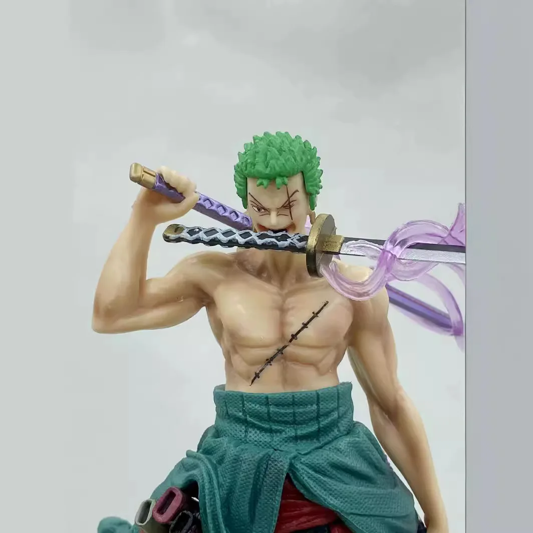 23cm One Piece Action Figure Three-Knife Fighting Roronoa Zoro Anime GK Model Figurine Decorations PVC Toy Charm Birthday Gift