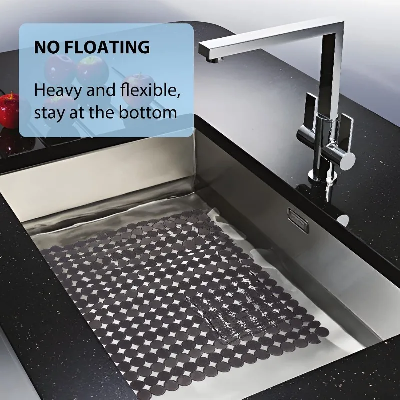 2PCS Kitchen Sink Mat Good Grip Anti Slip Sink Mat for Dinnerware Tableware for Stainless Steel /Ceramic Sinks PVC Eco-friendly