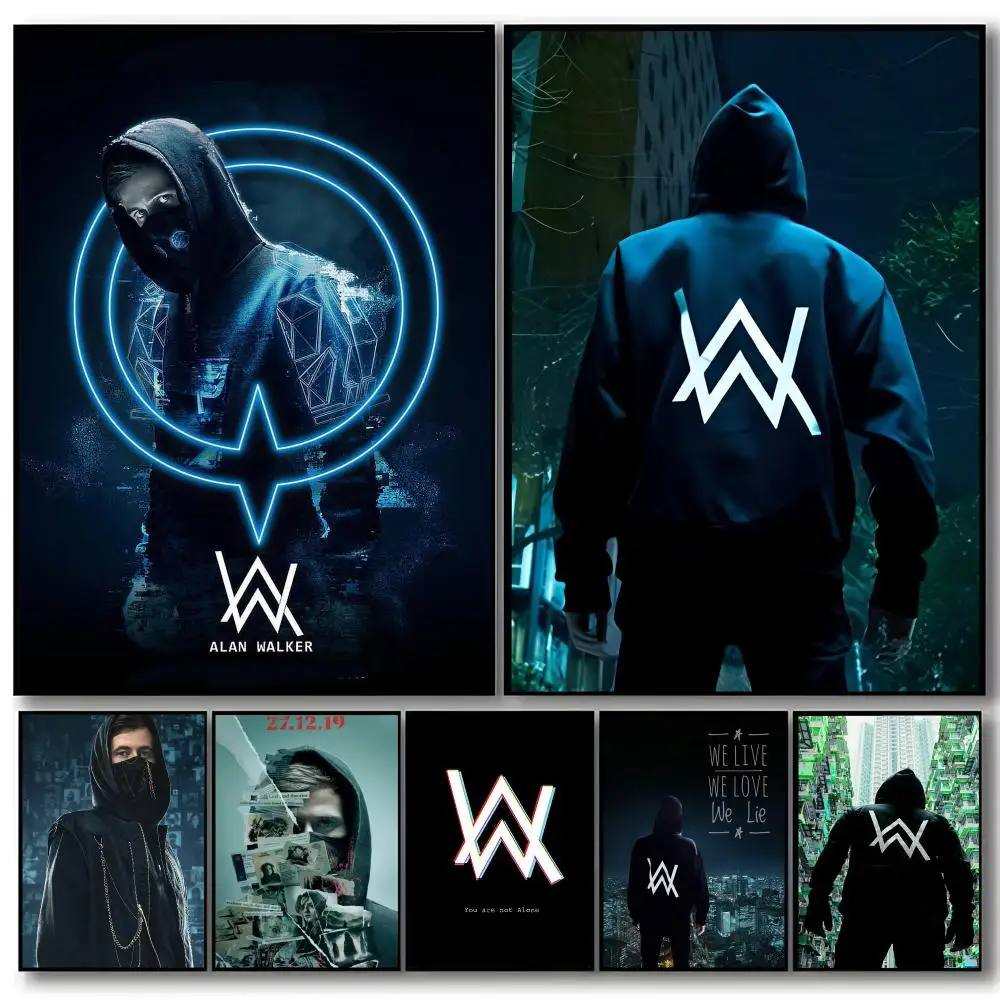 Singer Alan Walker Poster Self-adhesive Art Waterproof Paper Sticker Coffee House Bar Room Wall Decor