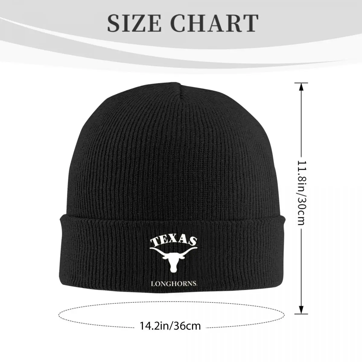 Texas Longhorn Fashionable Acrylic Knit Beanie with Ribbed Design, Warm Winter Hat for Men and Women