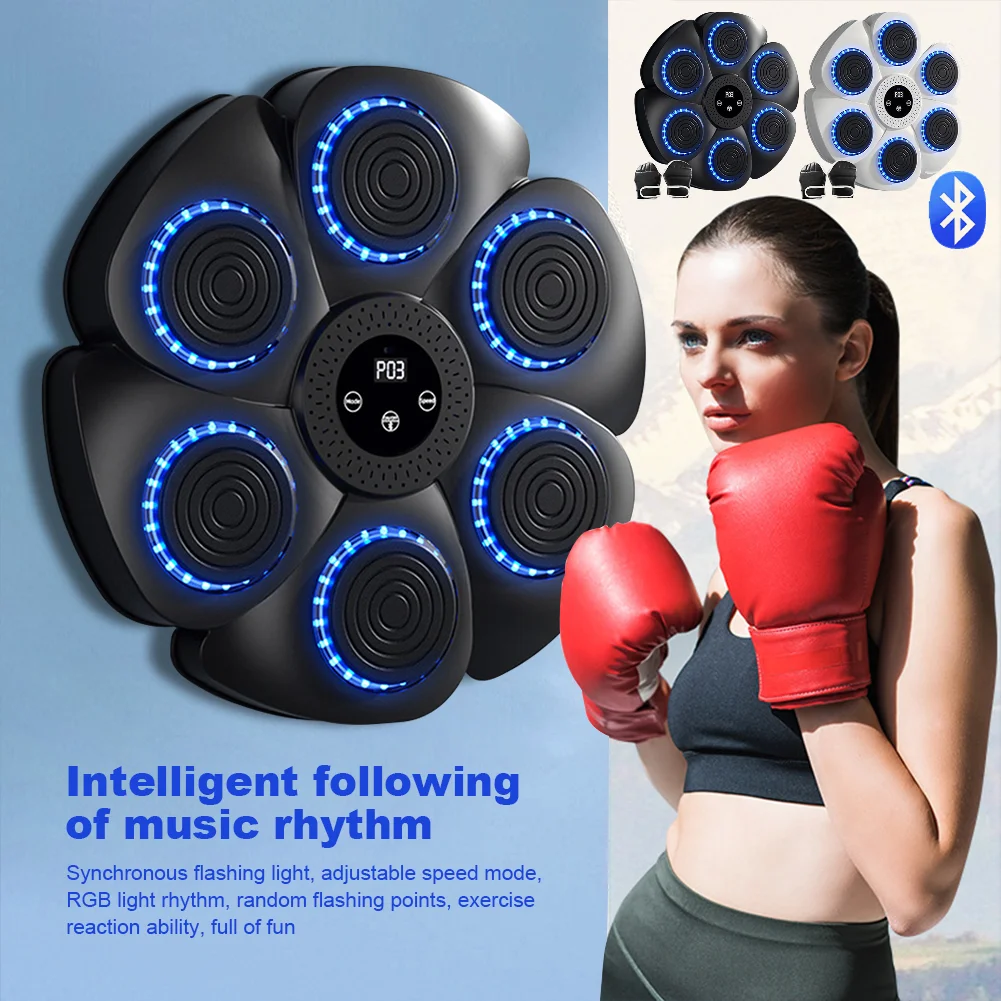 Music Boxing Machine Smart Bluetooth-Compatible Boxing Reaction Wall Target RGB Light Home Exercise Punching Training Equipment