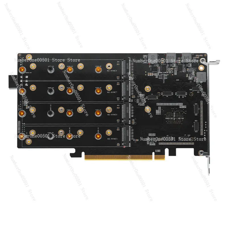 

8 Bay M.2 NVMe RAID Card Broadcom 88048 PCIe4.0 x16 Driver-Free No Splitting High Speed Stable Plug and Play