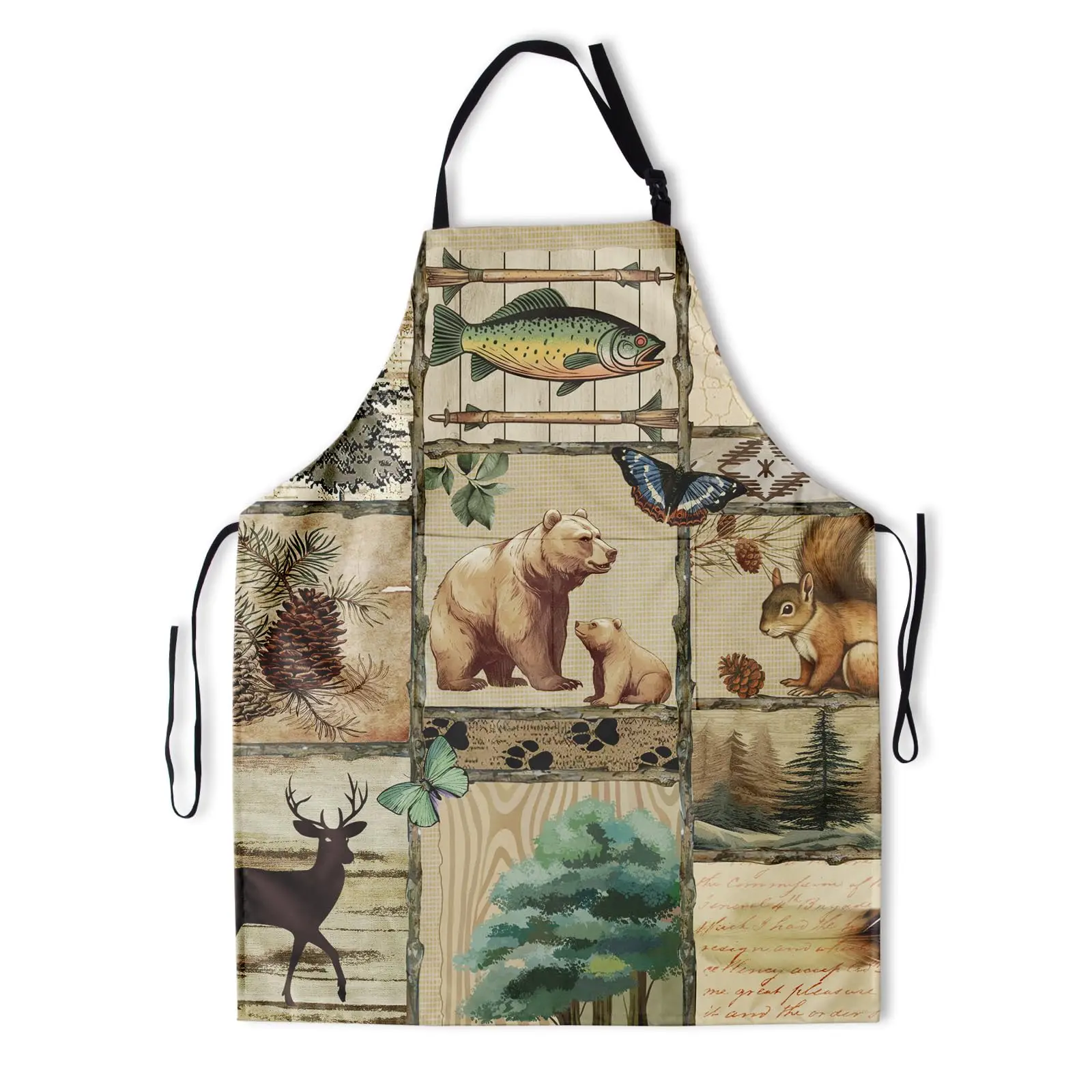 

Rustic Cabin Animal Art Apron Bear Moose Artist Apron Country Theme Kitchen Cooking Baking Gardening Apron 