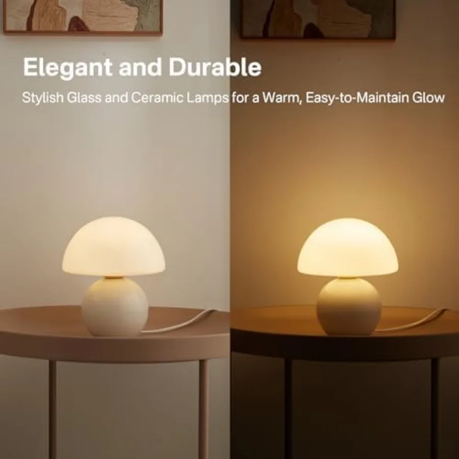 Mushroom Lamp Table Lamp for Bedroom, Desk Bedside Small Lamps for Living Room Night Stands, Mushroom Decor Cute Mini Modern Mi view 3