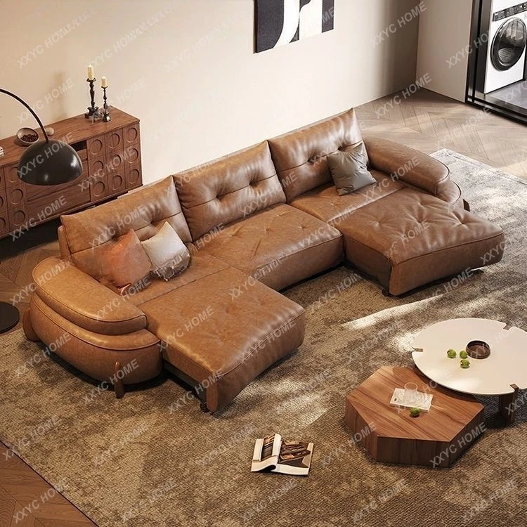 

Электрический кожаный диван FF High-end в ретро-стиле, трехместный, телескопический, класса люкс