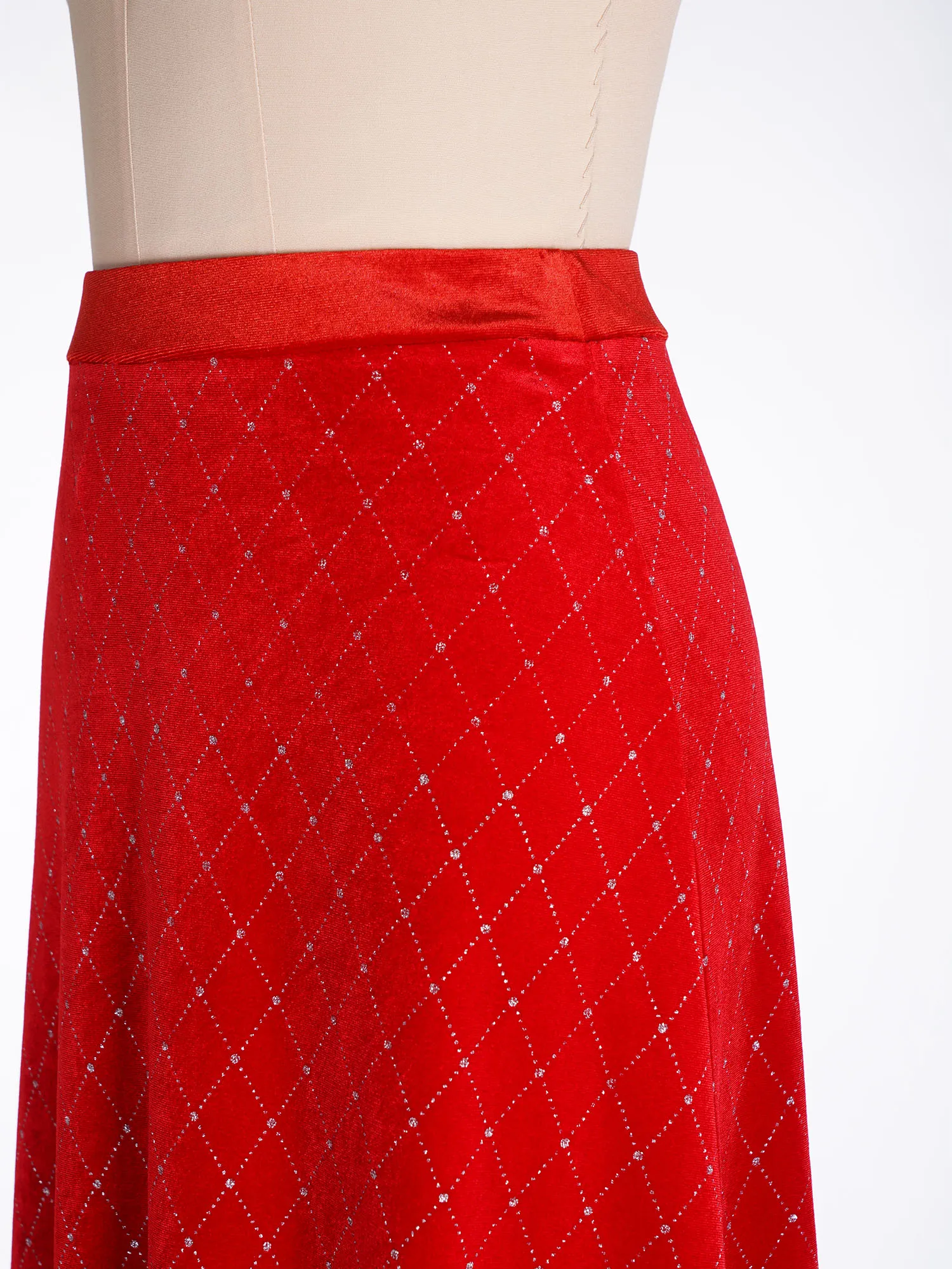 Women Ballroom Waltz Modern Tango Dance Skirt Elegant Velvet Elastic Waist Rhinestone Swing Skirt Christmas Halloween Cocktail