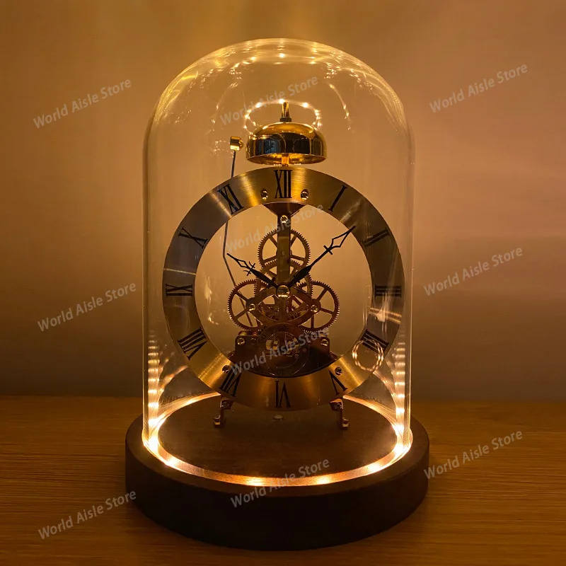 Mechanical Desk Clock Metal Wood Office Table Clock Tabletop Luxury Interior Clocks Aesthetic Bedroom Decoration Accessories