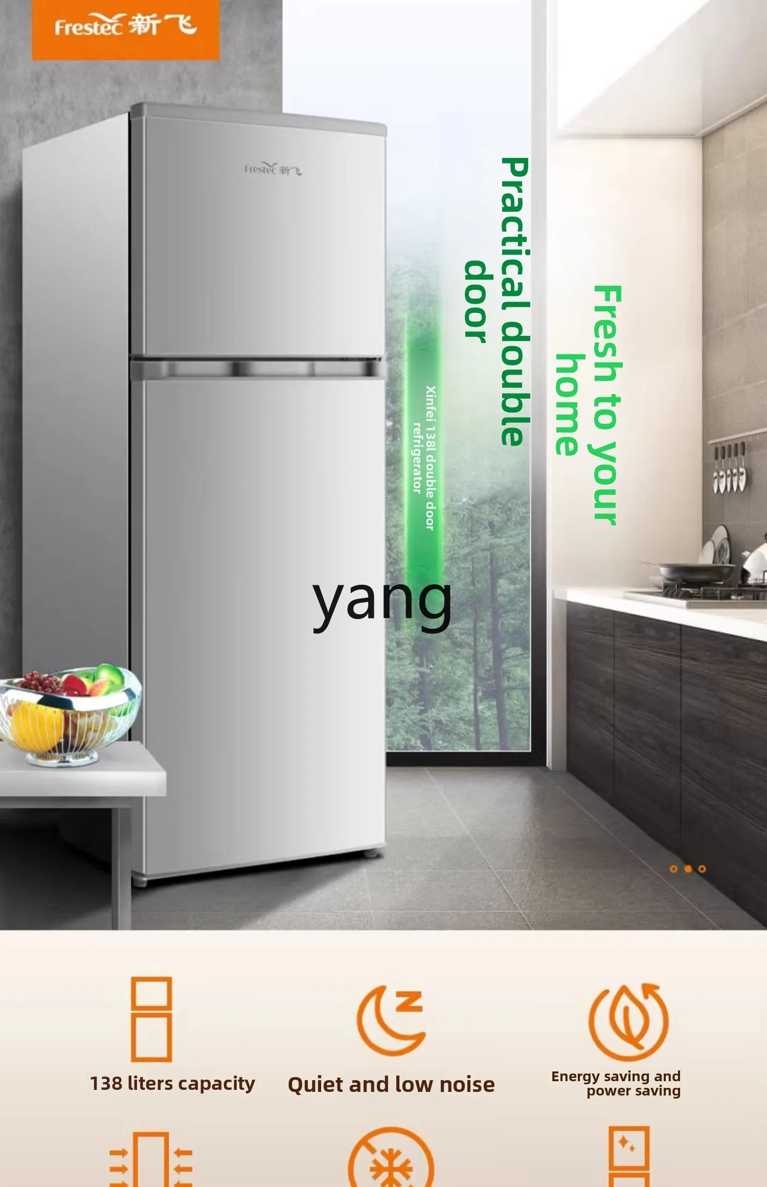 CX Double Door Small Refrigerator Mini Household Refrigerated Freezer Rental House