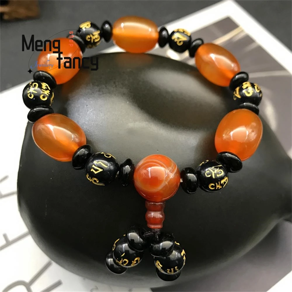 

Agate Six Characters Of Truth Bracelet Natural Jade Fine Jewelry Charms Fashion Luxury Men Women Amulet Mascots Holiday Gifts