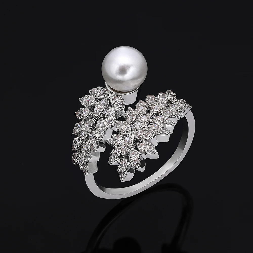 

Новинка 2023 года, комплект из 4 предметов с жемчугом и цирконием для невесты, женские украшения для вечеринок, комплект свадебного ожерелья с кристаллами CZ в Дубае и Нигерии