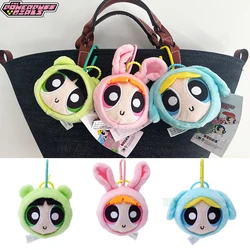 New 8cm Original Powerpuff Girls Plush Keychain Animal Pendant Cute Bunny Puppy Bear Charm Doll Keychain Doll Gift