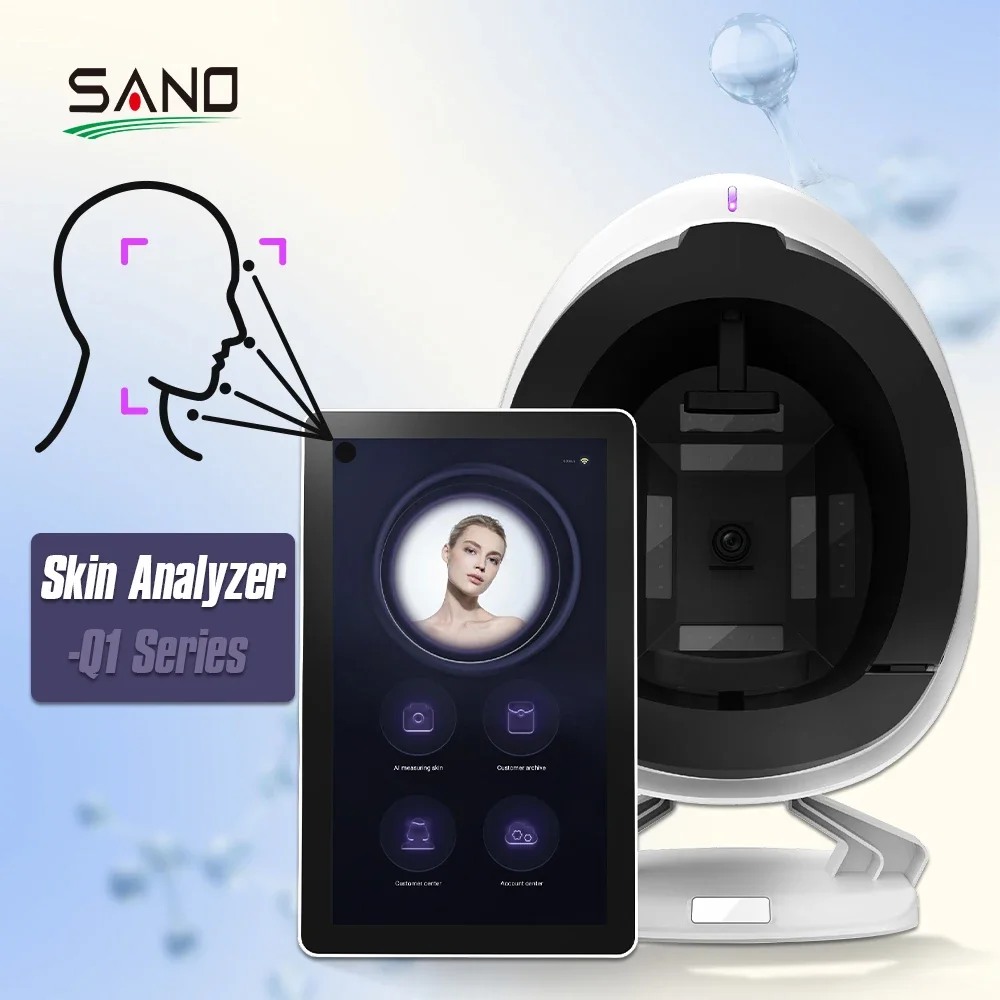 Analisador digital de pele facial, analisador de pele facial com verificador de hidratação, 2 anos, 900W, 3D