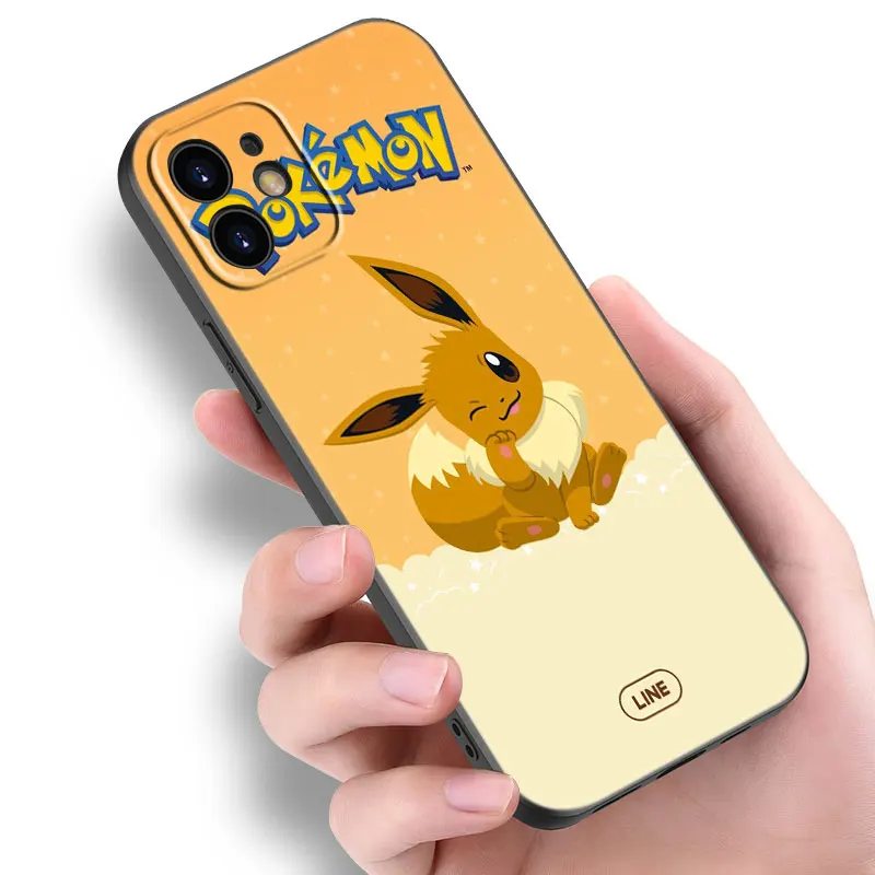 Eevee Pokemon Phone Case For Apple iPhone 14 13 12 Mini 11 Pro XR X XS MAX 6S 7 8 Plus SE 2020 2022 5S Black Cover