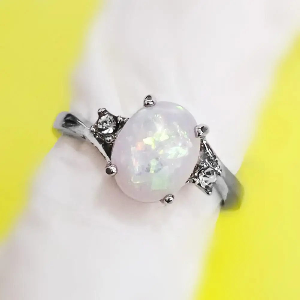 Ring Faux Opal Rhinestone Inlaid Copper Stylish Women Ring for Wedding Rings for Women Female Rings