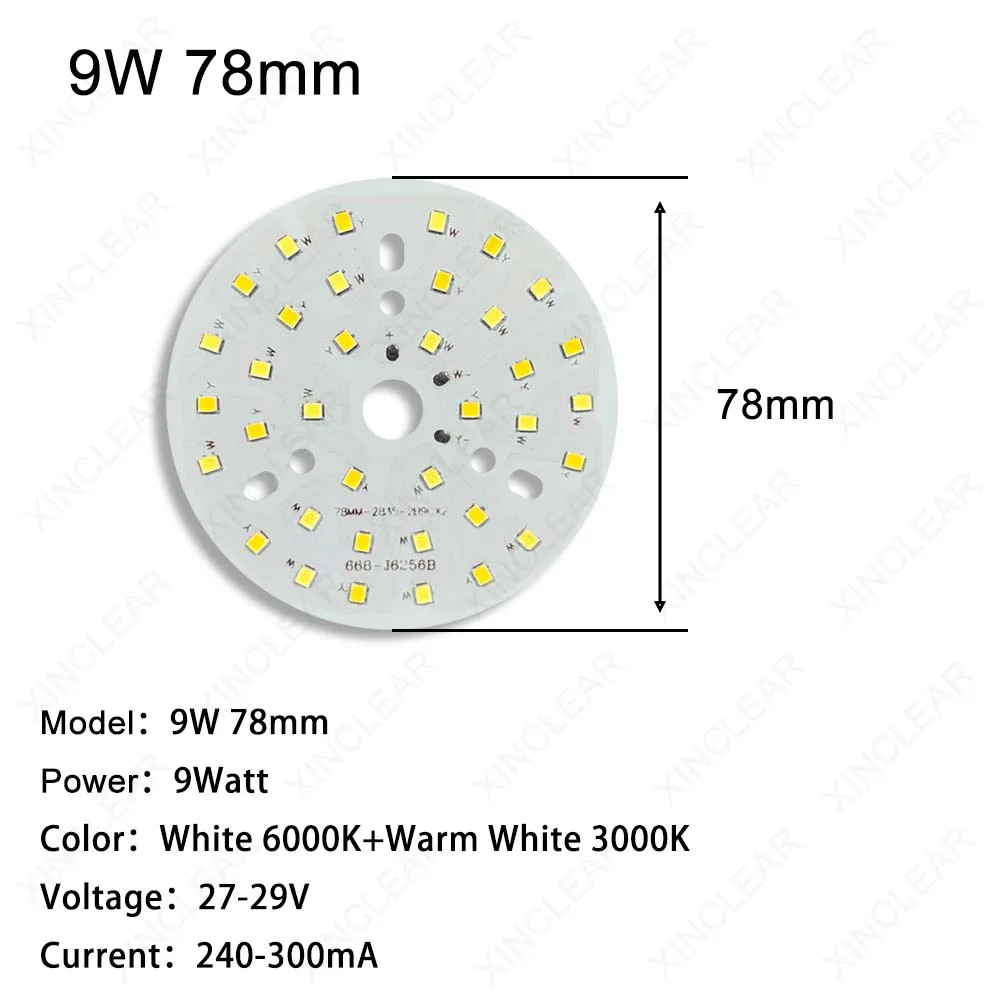 10 pannelli luminosi a LED ad alta luminosità 9W diametro 56mm 78mm SMD 2835 con perline lampada substrato PCB per modifica sorgente luminosa fai da