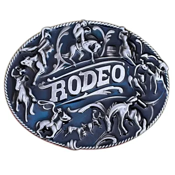 Cheapify Dropshipping סגלגל סוס רכיבה רודיאו כחול ציפוי חגורת אבזמים עבור גברים המערבי הבוקרים Hebilla Cinturon Hombre