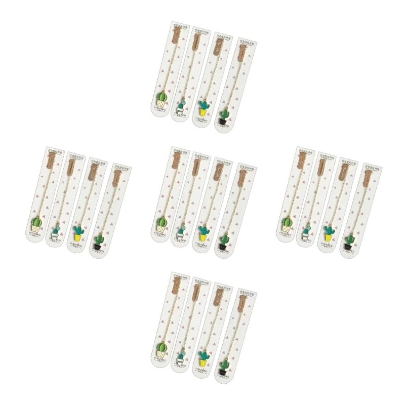 Simpatico segnalibro con catena Ciondolo a forma cactus Segnapagina libro in metallo Cancelleria scolastica per bambini