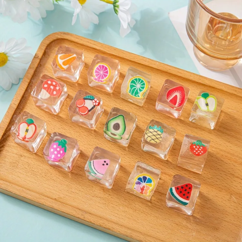 (HefengCL)10/20/30 Pcs Fruit Ice Cube TPR Squishy Toys, Soft Stress Relief Toys, Random Perfect for Party Favors & Holiday Gifts