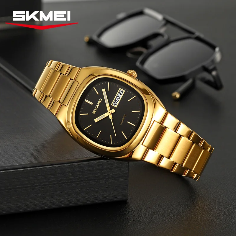SKMEI 2420 New Women's Business Steel Clock Fashion Quartz Calendar Week Women's Luxury Watch Casual Men's Watch Dress часы
