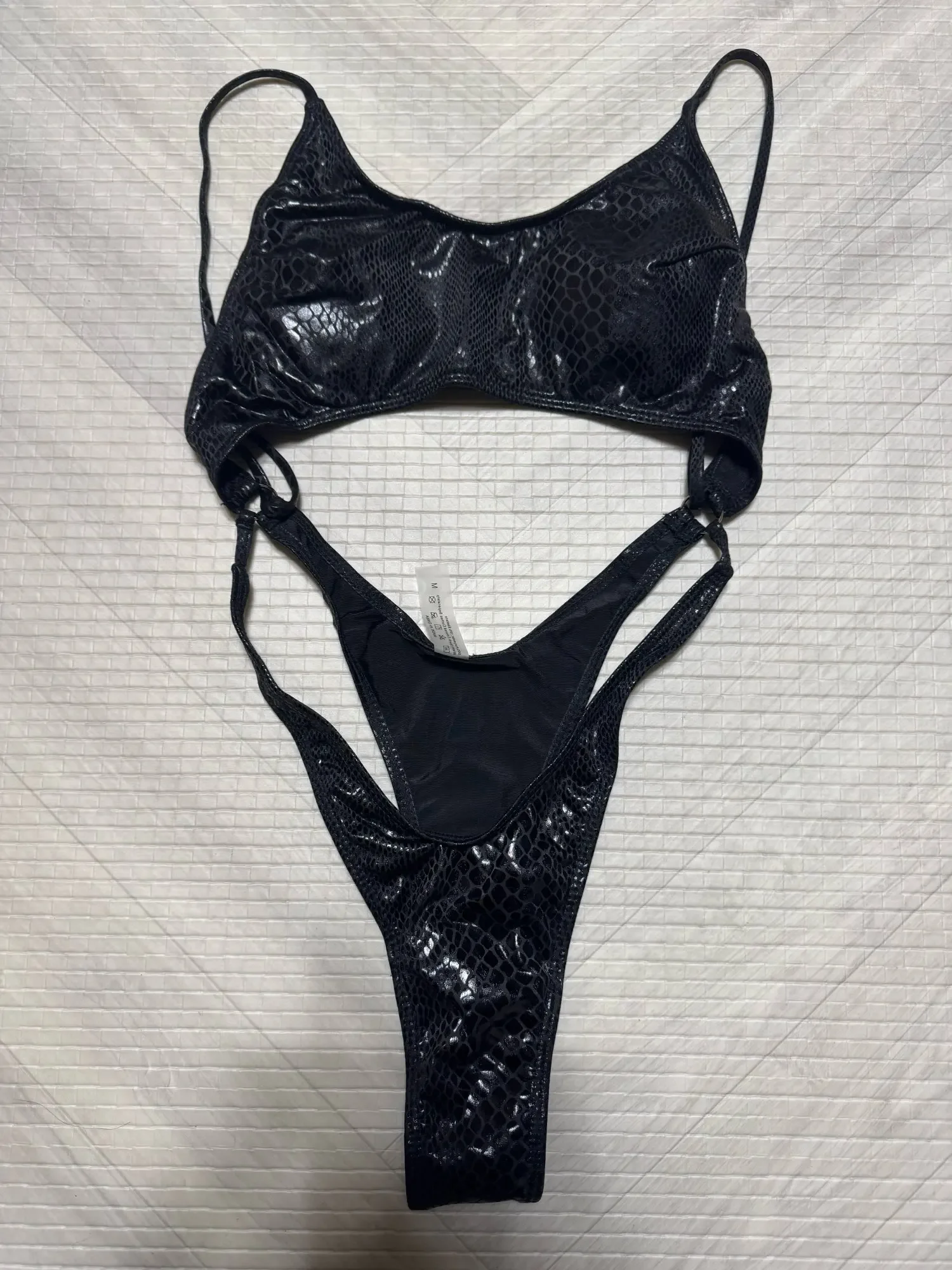 Women black snake print metallic swimsuit one piece hollow backless bikini Swimwear bathing suit beach outfits bodysuit biquini - Image 5