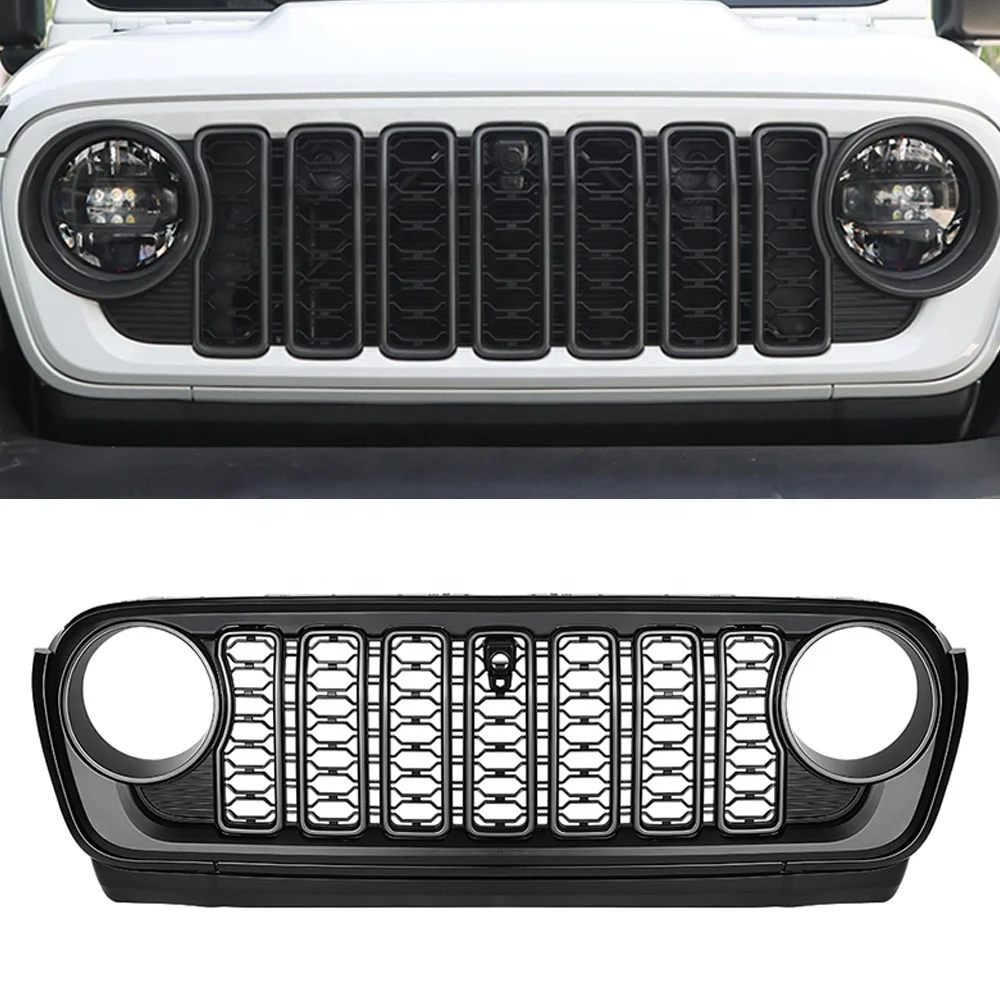 

Передняя решетка ABS для Jeep Wrangler JL 18-24, внедорожные аксессуары 4x4, автомобильные грили