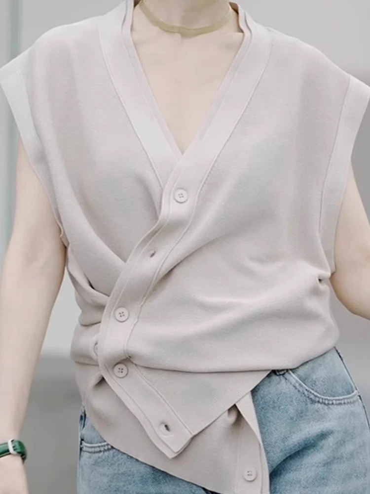 الكورية Sle V-Ne محبوك سترة مفتوحة التخسيس الحرير الجليد Svel سترة Faionable Age-Defng منتظم صالح زر متابعة #2