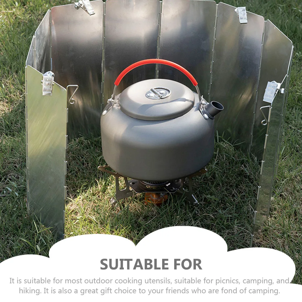 

1Set Aluminum Alloy Camping Stove Windshield Foldable Portable Durable Corrosion Resistant Bbq Hiking Outdoor Cooking Tool