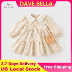 Dave Bella Festival Party Dresses for Girls Long Sleeve Floral Holiday Dresses 2025 Children robes de fête pour filles DB3236089