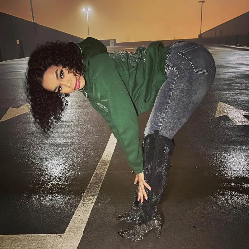 Vetement Femme Strass Abbigliamento gotico Lettera anteriore e posteriore Stampa strass Cerniera Felpa con cappuccio a catena intera Y2K Abiti vintage